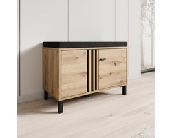Meubella - Lazuli - Schoenenkast met zitkussen - Eiken - 80x40x57 cm