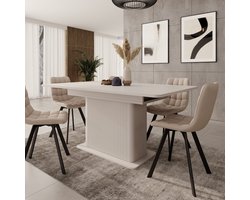 Meubella - Lima - Eetkamertafel uitschuifbaar - Beige - 160-200x90x75cm