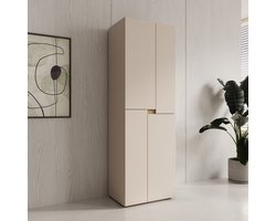 Meubella - Lombok - Kledingkast met 4 deuren - Beige - 60x42x184 cm