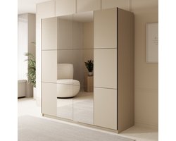 Meubella - Luce - Kledingkast met schuifdeuren - Beige - 180x55x201 cm