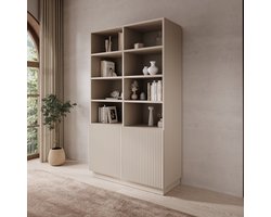 Meubella - Lucera - Boekenkast - Beige - 100x42x173 cm