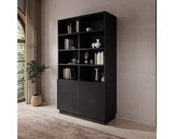 Meubella - Lucera - Boekenkast - Zwart - 100x42x173 cm
