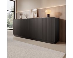 Meubella - Lucera - Dressoir - Zwart - 200x42x78 cm