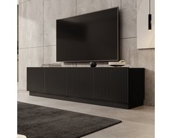 Meubella - Lucera - TV-Meubel - Zwart - 200x42x48 cm