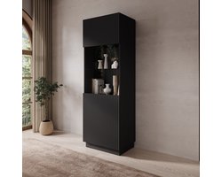 Meubella - Lucera - Vitrinekast - Zwart - 60x42x178 cm