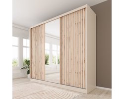 Meubella - Lumivera - Kledingkast 3 schuifdeuren - Beige - 250x60x215cm