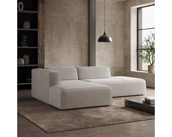 Meubella - Lumvar - Hoekbank 3-zits - Ribstof beige - Links