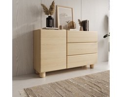 Meubella - Luvano - Dressoir - Licht eikenpatroon - 130x38x80 cm