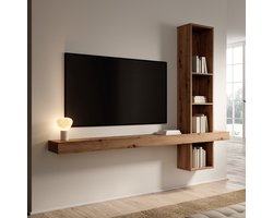 Meubella - Lynora - Wandkast - Eikenpatroon - 225x25x171 cm