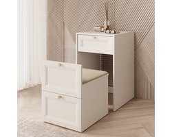 Meubella - Make-up tafel Rumble - Wit - 50 cm - Met stoeltje
