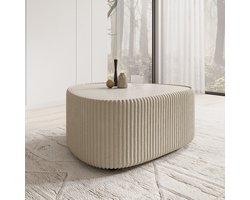 Meubella - Marlen - Salontafel - Fluffy ribstof beige