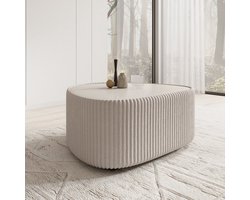 Meubella - Marlen - Salontafel - Fluffy ribstof wit