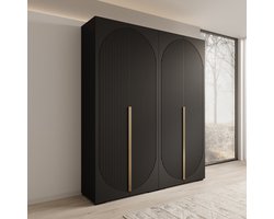 Meubella - Mayfair - Kledingkast 4-deurs - Zwart - 200x47x237 cm