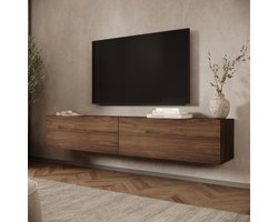 Meubella - Merion - TV-Meubel - Walnootpatroon - 180x32x32 cm