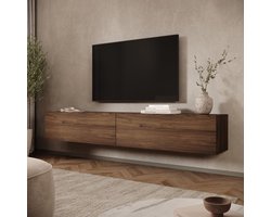 Meubella - Merion - TV-Meubel - Walnootpatroon - 200x32x32 cm