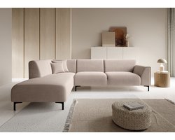 Meubella - Moana - Hoekbank 4-zits met chaise longue - Stof beige - Links