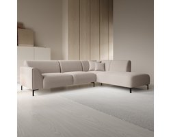 Meubella - Moana - Hoekbank 4-zits met chaise longue - Teddystof beige - Rechts