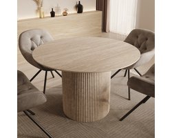 Meubella - Modena - Eetkamertafel - Travertin - 120x120x76 cm