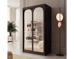 Meubella - Moniq - Kledingkast 2 schuifdeuren - Zwart - 120x65x215 cm