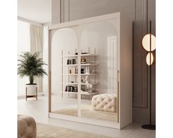 Meubella - Moniq - Kledingkast met 2 schuifdeuren - Beige - 180x65x215 cm