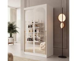 Meubella - Moniq - Kledingkast met 2 schuifdeuren - Wit - 120x65x215 cm