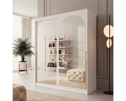Meubella - Moniq - Kledingkast met 2 schuifdeuren - Wit - 180x65x215 cm
