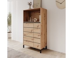 Meubella - Montellini - Dressoir - Eikenpatroon - 74x40x135 cm