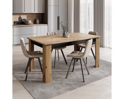 Meubella - Montellini - Eetkamertafel - Eikenpatroon - 160x90x77 cm
