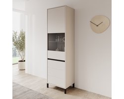 Meubella - Montellini - Vitrinekast - Beige - 55x40x193 cm
