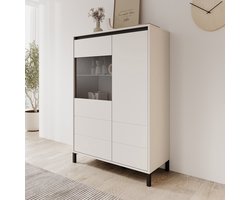 Meubella - Montellini - Vitrinekast - Beige - 93x40x135 cm