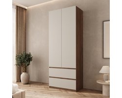 Meubella - Montreux - Kledingkast 2-deurs - Beige - 90x50x231 cm