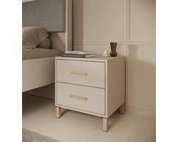 Meubella - Nachtkastje Bahia - Beige - 48 cm - 2 lades