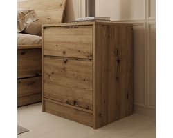 Meubella - Nachtkastje Brett - Eiken - 51 cm