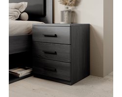 Meubella - Nachtkastje Gina - Antraciet eiken - 46 cm