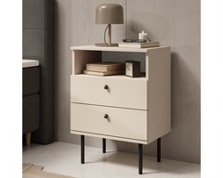 Meubella - Nachtkastje Hidde 2 - Beige - 50 cm