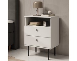 Meubella - Nachtkastje Hidde 2 - Wit - 50 cm