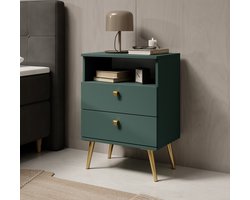 Meubella - Nachtkastje Hidde - Groen - 50 cm