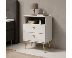 Meubella - Nachtkastje Hidde - Wit - 50 cm