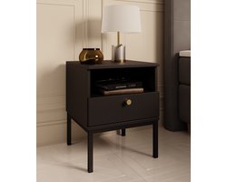 Meubella - Nachtkastje Lagos - Zwart - 40 cm