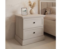 Meubella - Nachtkastje Leroy - Wit eiken - 52 cm