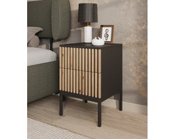 Meubella - Nachtkastje Marbella - Zwart - 40 cm