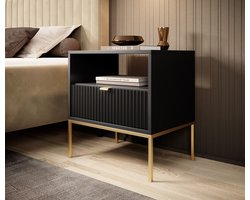 Meubella - Nachtkastje Navil 2 - Zwart - 54 cm