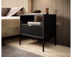 Meubella - Nachtkastje Navil - Zwart - 54 cm