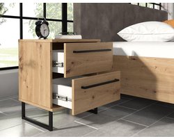 Meubella - Nachtkastje Saturn - Eiken - Zwart - 45 cm