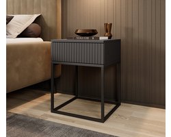 Meubella - Nachtkastje Sylvester 1 - Antraciet - 40 cm