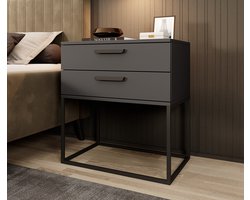 Meubella - Nachtkastje Sylvester 6 - Antraciet - 60 cm