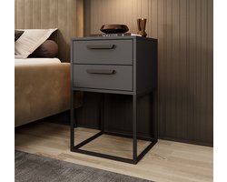 Meubella - Nachtkastje Sylvester 8 - Antraciet - 40 cm