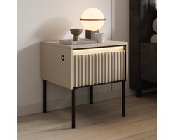 Meubella - Nachtkastje Timoteo - Beige - 46 cm