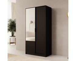 Meubella - Negroni - Kledingkast 2 deurs - Zwart - 102x51x200 cm