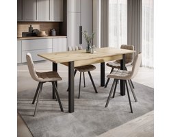 Meubella - Noah - Eetkamertafel - Eiken/zwart